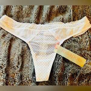 Beautiful White ROSEPOIS Brand New SEXY Underwear with black Polk o dot.